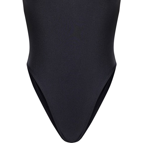 PrettyLittleThing Black Clear Strap Scoop Swimsuit Size 6 Cheeky Bottom - Picture 4 of 9